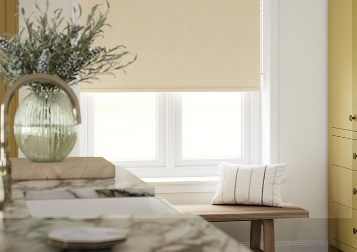 Flori Faux Suede (Blackout), Cream - Twist&Fit Roller Blind - Image 5